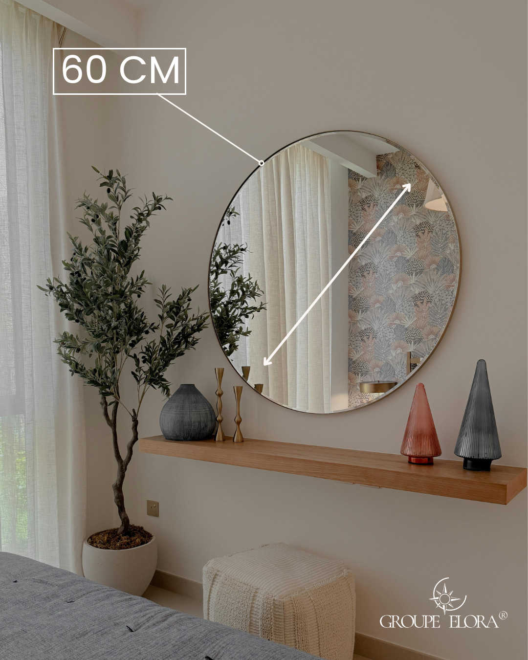 Miroir rond 60cm.